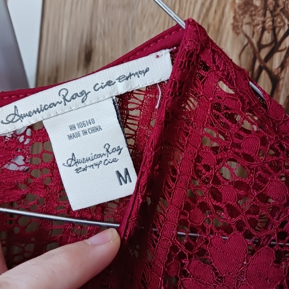 American Rag Lace Overlay Asymmetric Circle Skirt Dress Size Medi… - Picture 6 of 9